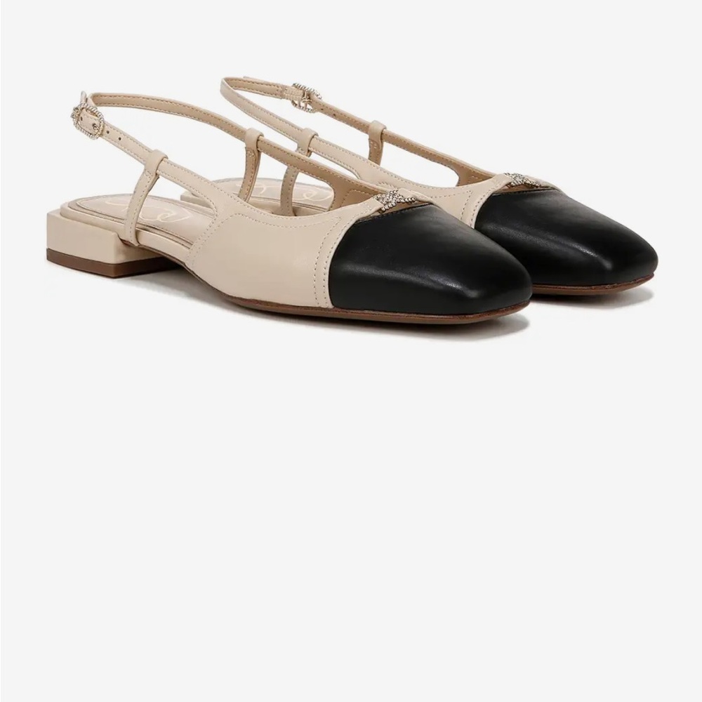 Sam Edelman Black and Cream Slingback Flats